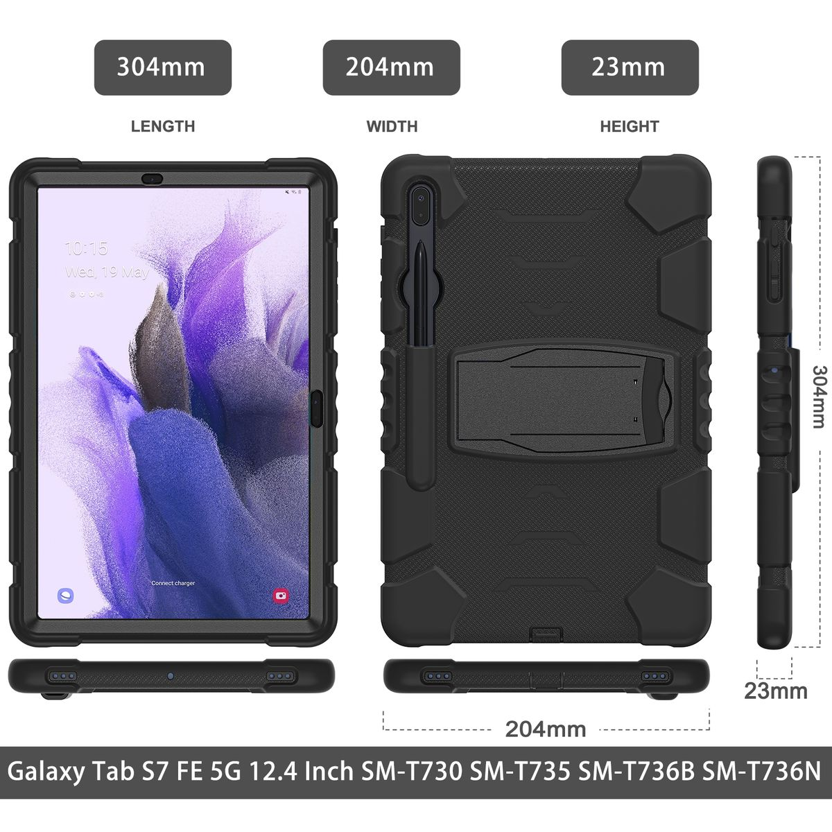 Grad Galaxy 360 | Tab Schutz Tab WIGENTO aufstellbare S7 Backcover, S7 Voll Plus Schwarz / Plus, FE Tab Tasche, Samsung, S8