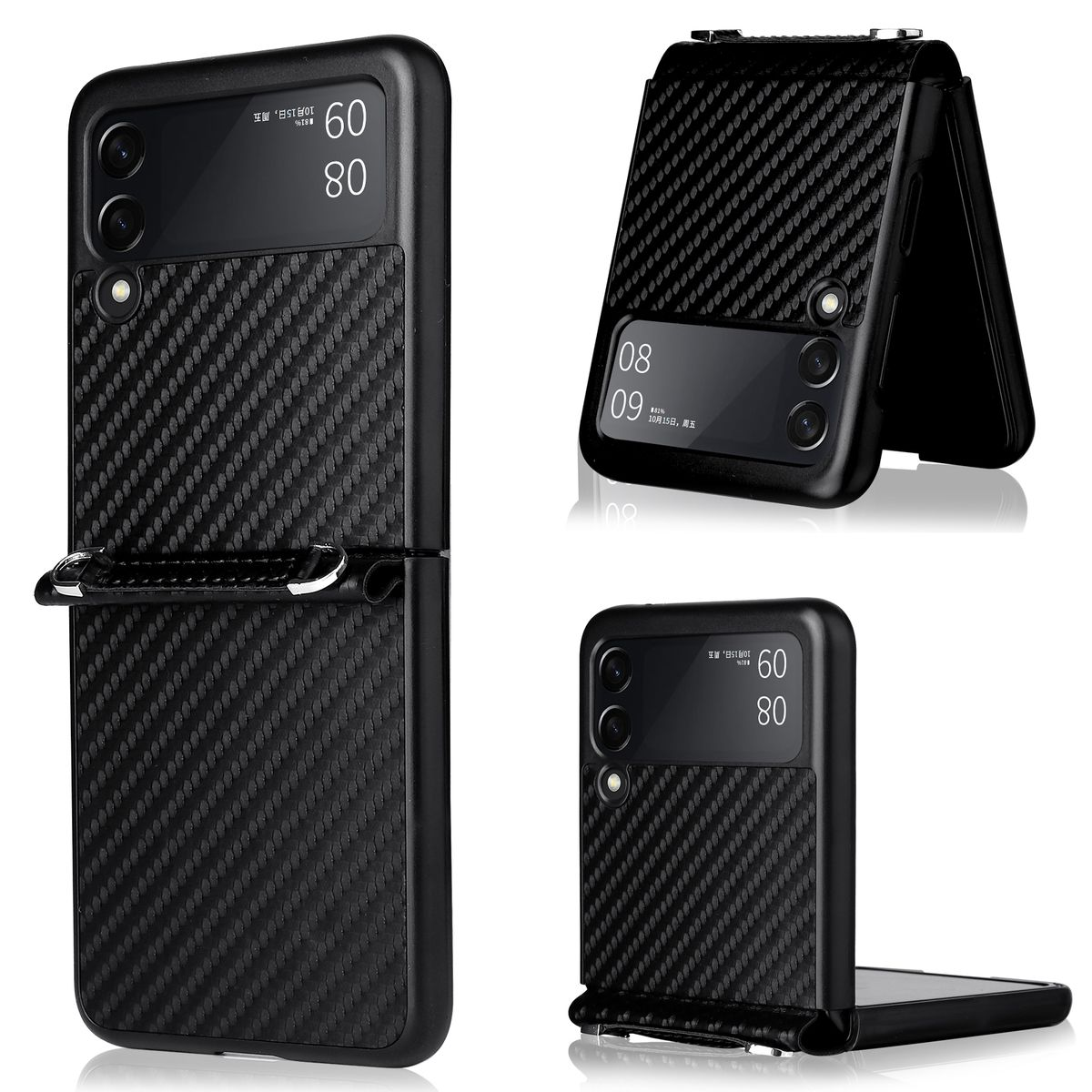 WIGENTO Design Carbon Schutz Cover, Schwarz 5G, Cover, Z Full Samsung, Flip3 Galaxy