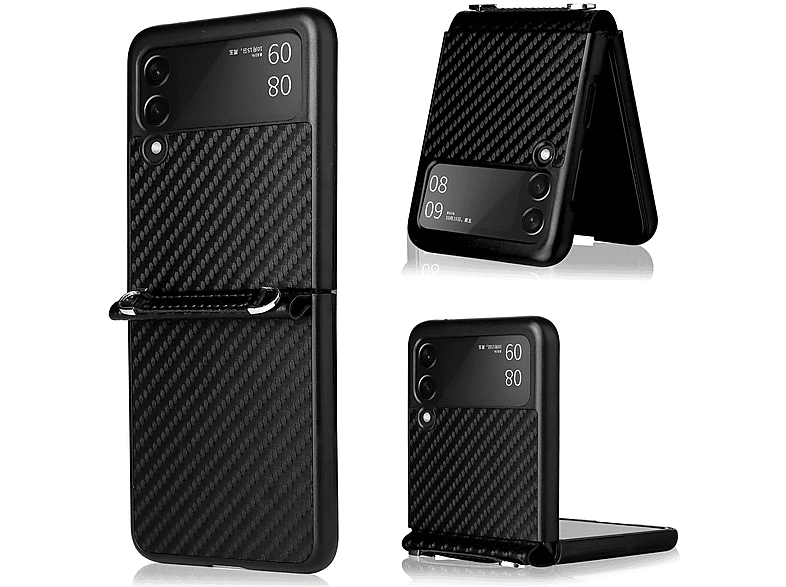 WIGENTO Design Carbon Schutz Cover, Full Cover, Samsung, Galaxy Z Flip3 5G, Schwarz