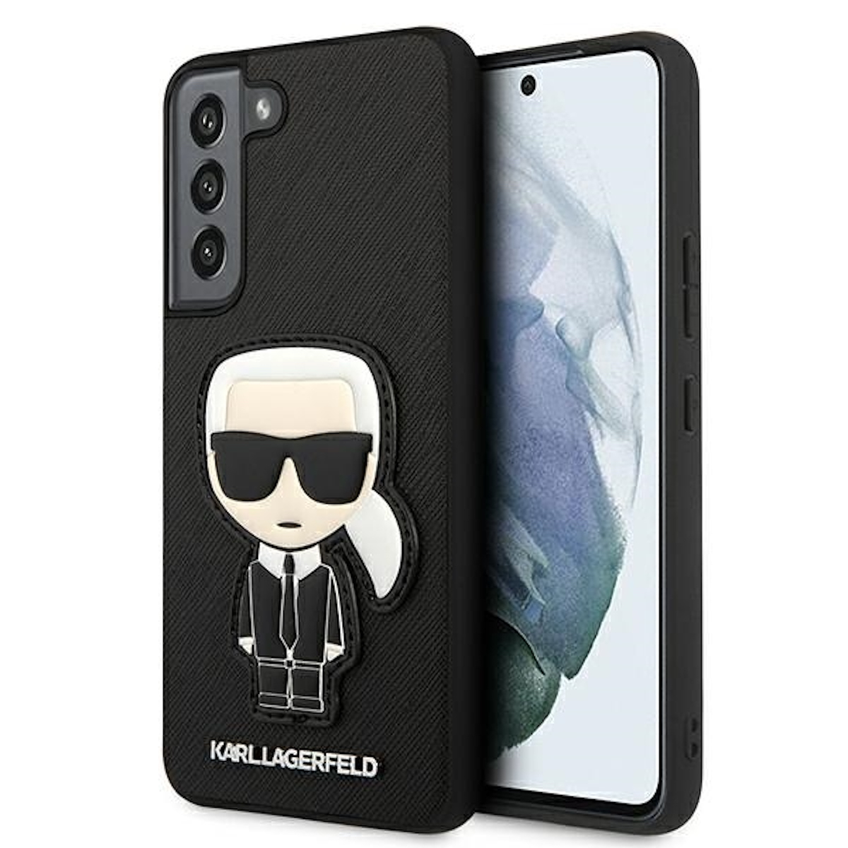 Schwarz S22 Galaxy Samsung, Ikonik Plus, Design Backcover, Cover, Saffiano KARL LAGERFELD