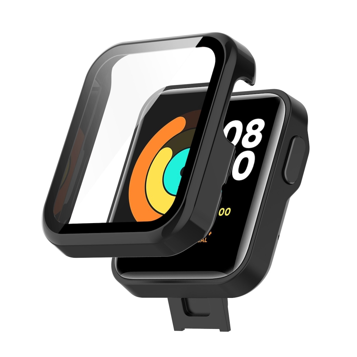 WIGENTO Design Hülle Xiaomi Smartwatchhülle(für Watch Hart Mi Glas Lite) H9 Panzer + Folie