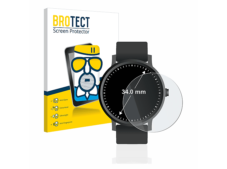 BROTECT Airglass matte Schutzfolie(für ø: 34 Armbanduhren (Kreisrund, Universal mm))