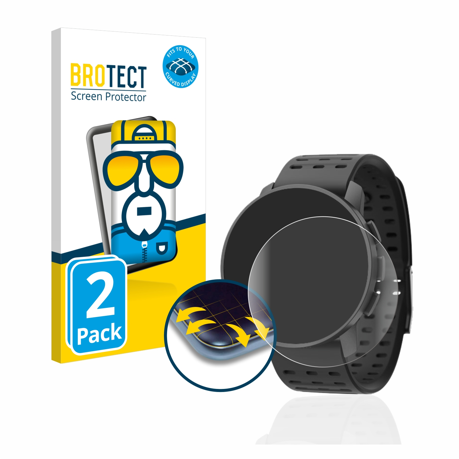 BROTECT 2x Flex 9 Pro) Schutzfolie(für Curved Peak Suunto 3D Full-Cover