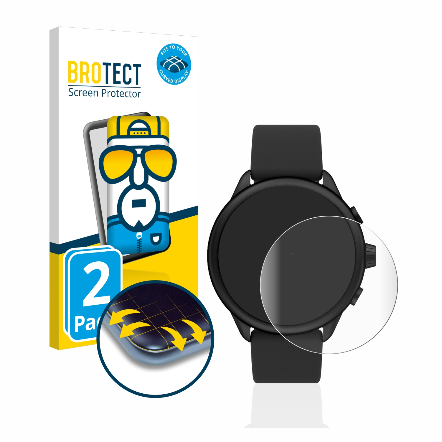 Wellness Schutzfolie(für Full-Cover BROTECT Flex (Gen Fossil 6) 2x Curved Hybrid) Smartwatch 3D