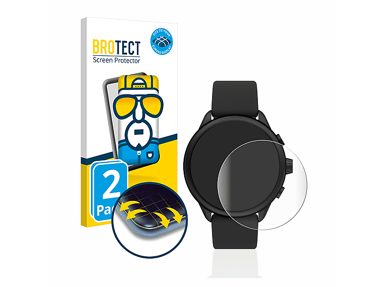 Hybrid) Smartwatch Full-Cover Schutzfolie(für Curved Wellness BROTECT Flex 6) Fossil 3D (Gen 2x