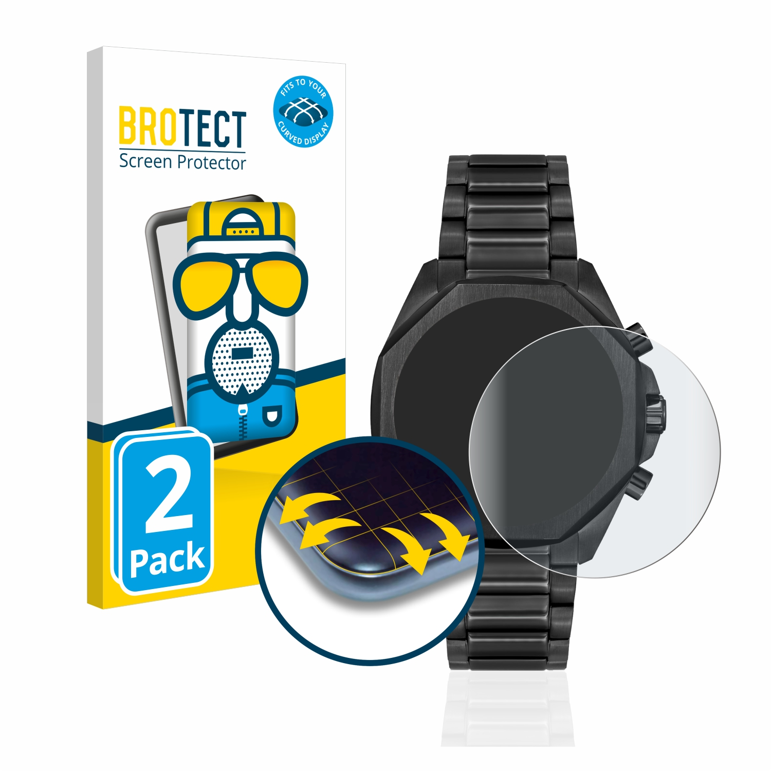 BROTECT 2x Curved 58115482) Full-Cover Hugo Flex Chronograph 3D matt Schutzfolie(für Boss