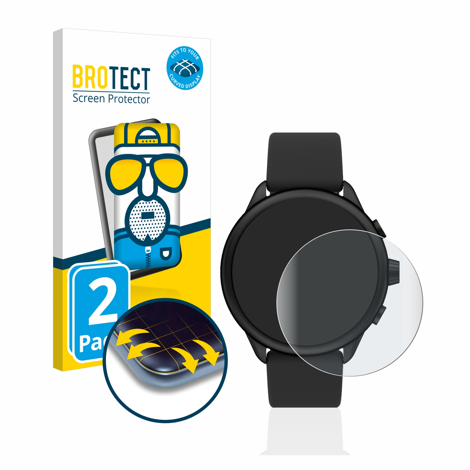 Smartwatch Full-Cover Fossil Schutzfolie(für Hybrid) matt 3D 6) 2x Wellness Flex (Gen BROTECT Curved