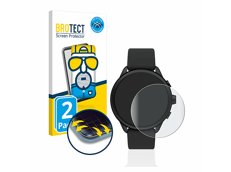 BROTECT 2x Flex matt Full-Cover 3D Curved Schutzfolie(für Fossil Smartwatch Wellness (Gen 6) Hybrid)