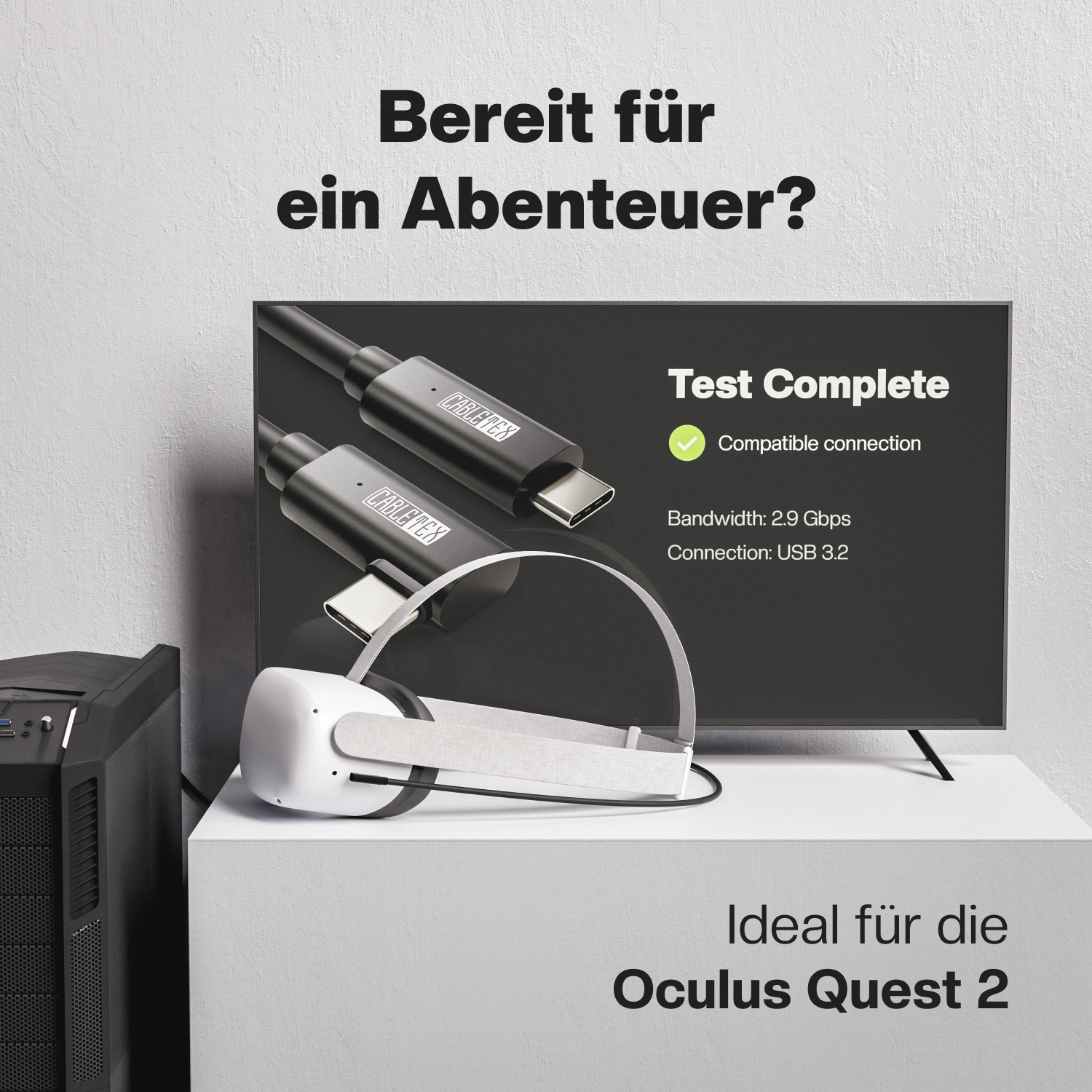 für USB Kabel USB Quest Link USB C Oculus auf Kabel CABLETEX 2 C