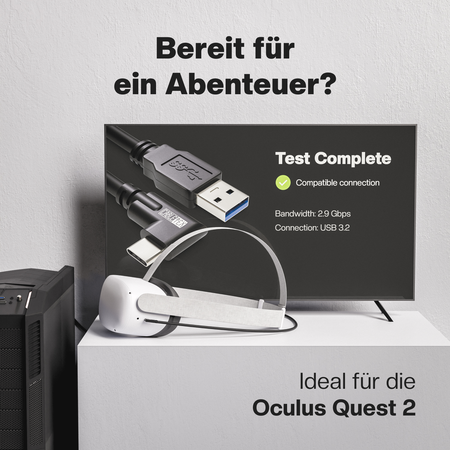 CABLETEX für Oculus 2 USB Kabel Link Kabel Quest