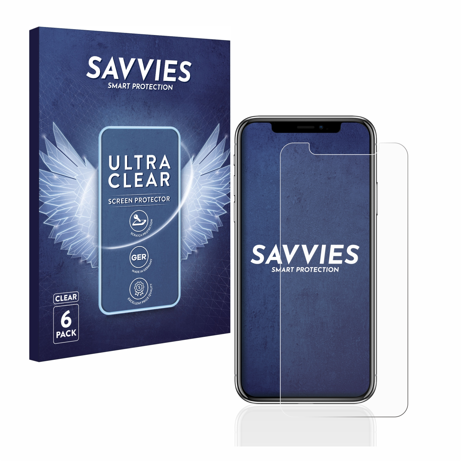 SAVVIES 6x klare Apple iPhone X) Schutzfolie(für