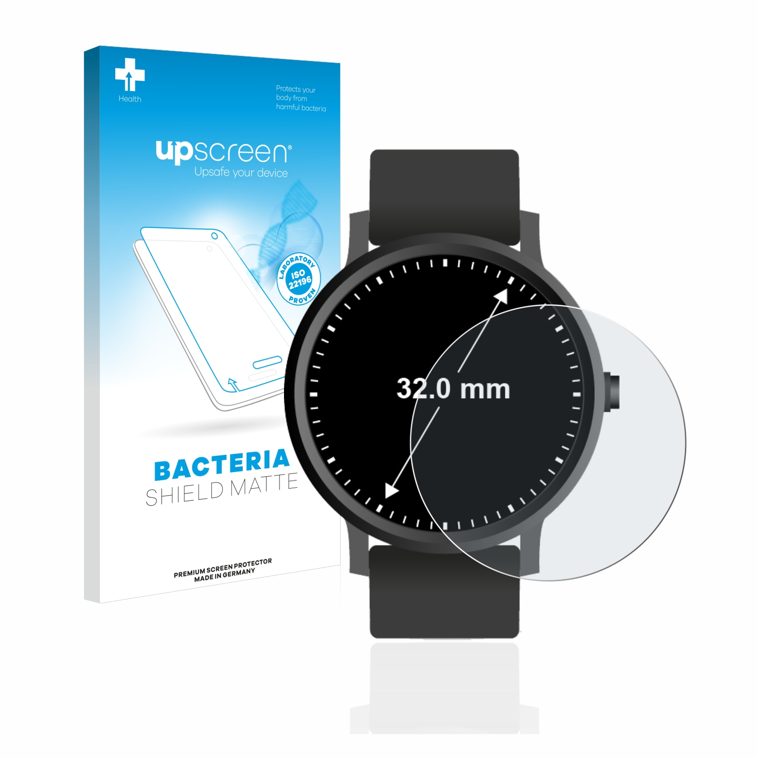 UPSCREEN antibakteriell entspiegelt matte 32 Armbanduhren ø: Universal Schutzfolie(für mm)) (Kreisrund