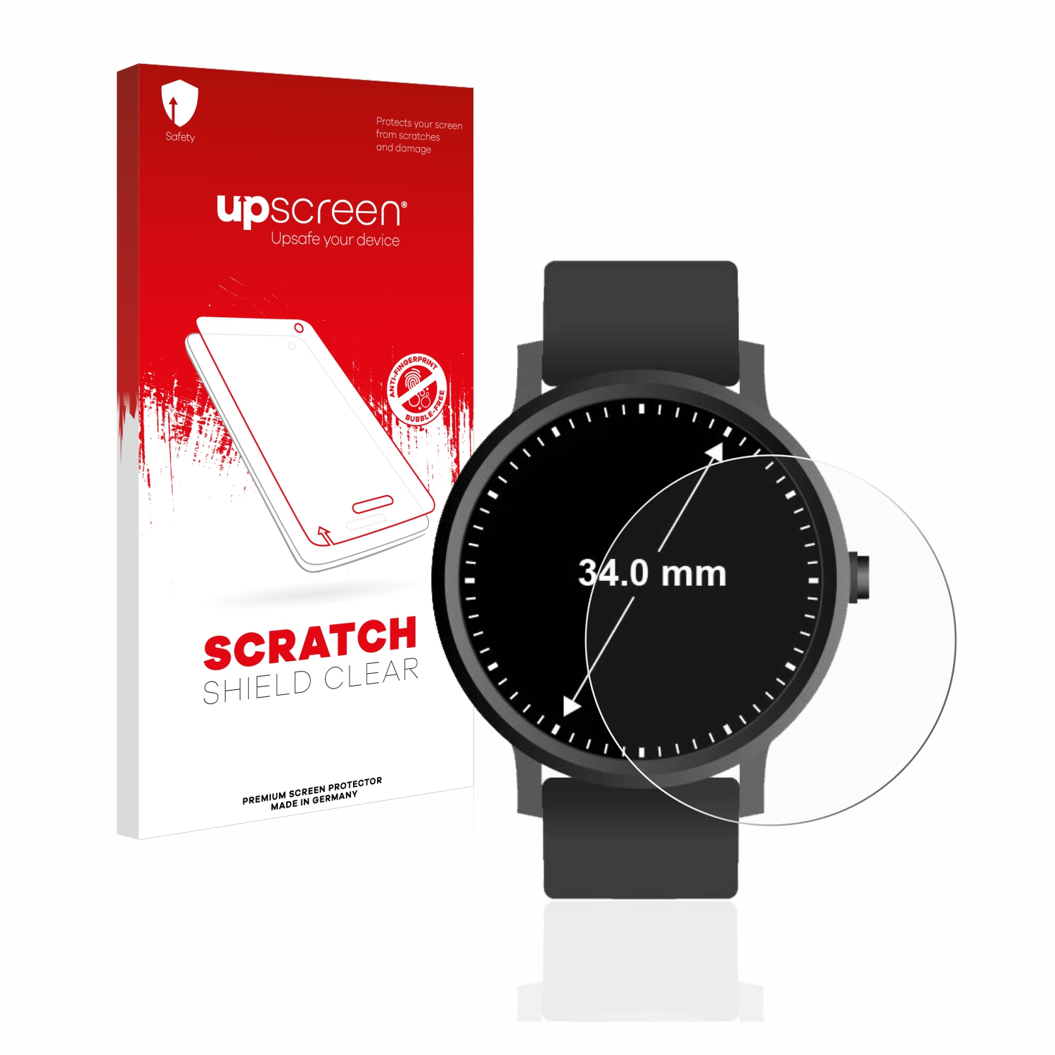 UPSCREEN Kratzschutz klare Armbanduhren 34 mm)) Schutzfolie(für ø: (Kreisrund, Universal