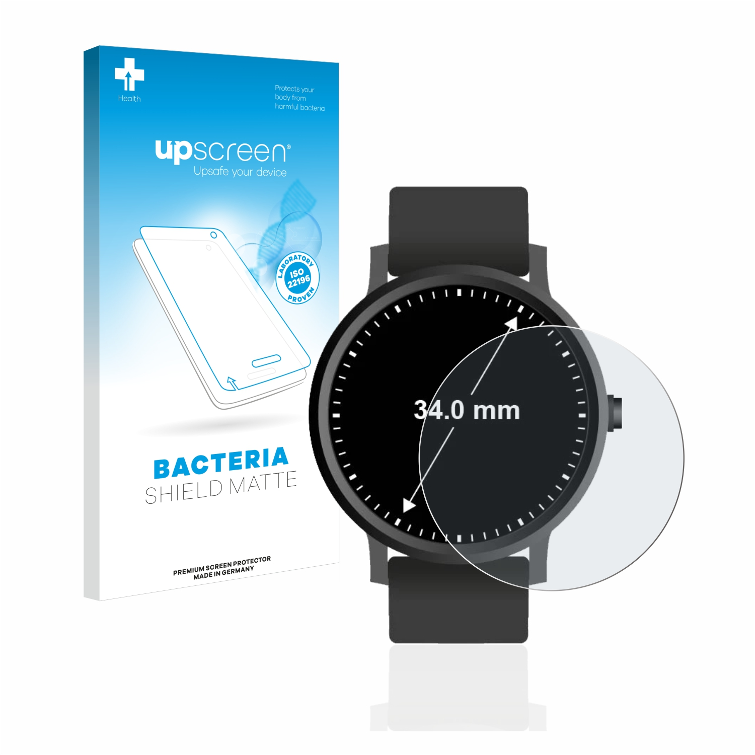 Schutzfolie(für ø: 34 matte mm)) UPSCREEN entspiegelt antibakteriell Universal (Kreisrund, Armbanduhren