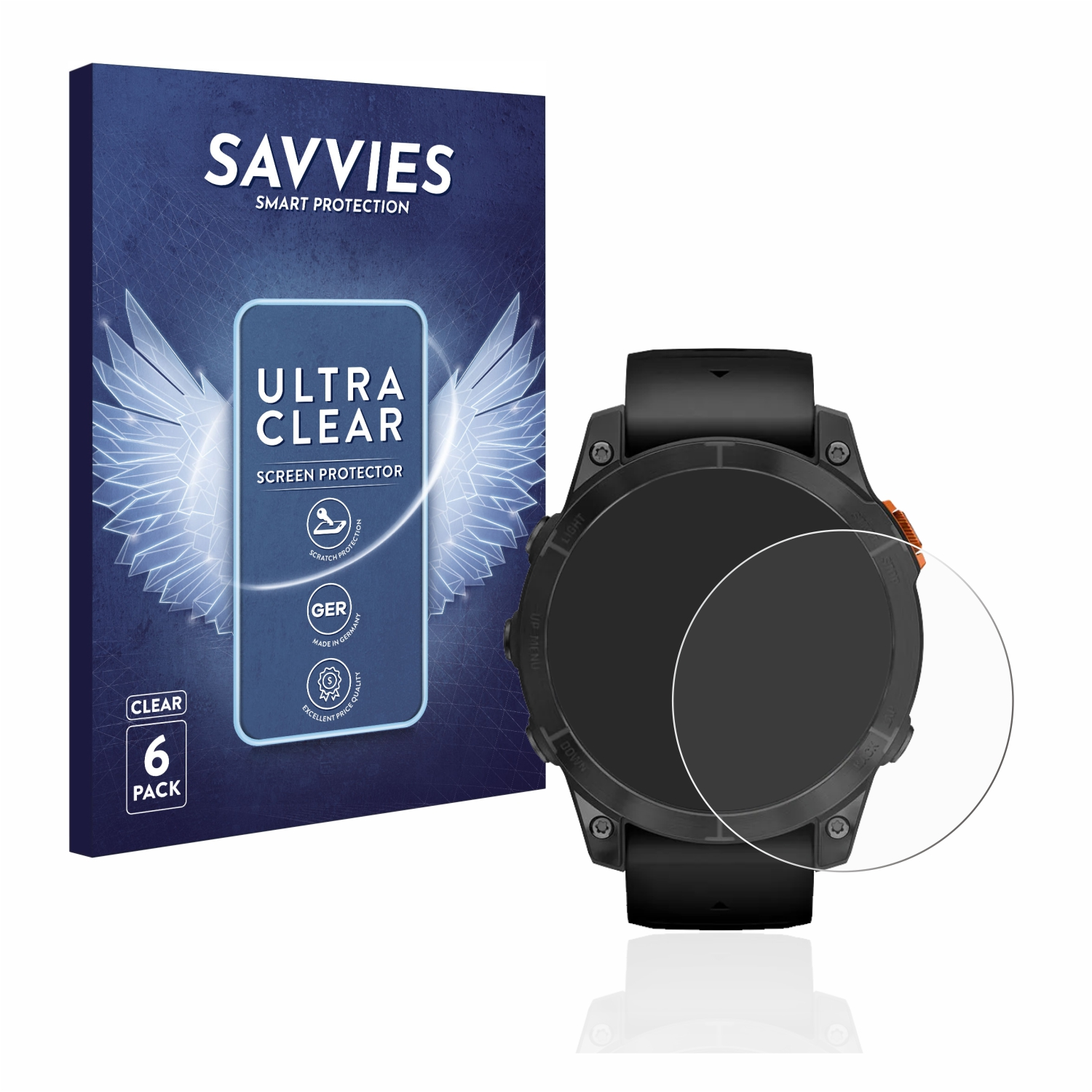 SAVVIES 6x klare Schutzfolie(für Garmin mm)) (47 Solar 7 Fenix Pro
