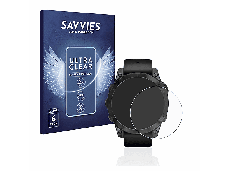 SAVVIES 6x klare Garmin mm)) Epix (Gen Schutzfolie(für Pro (47 2)