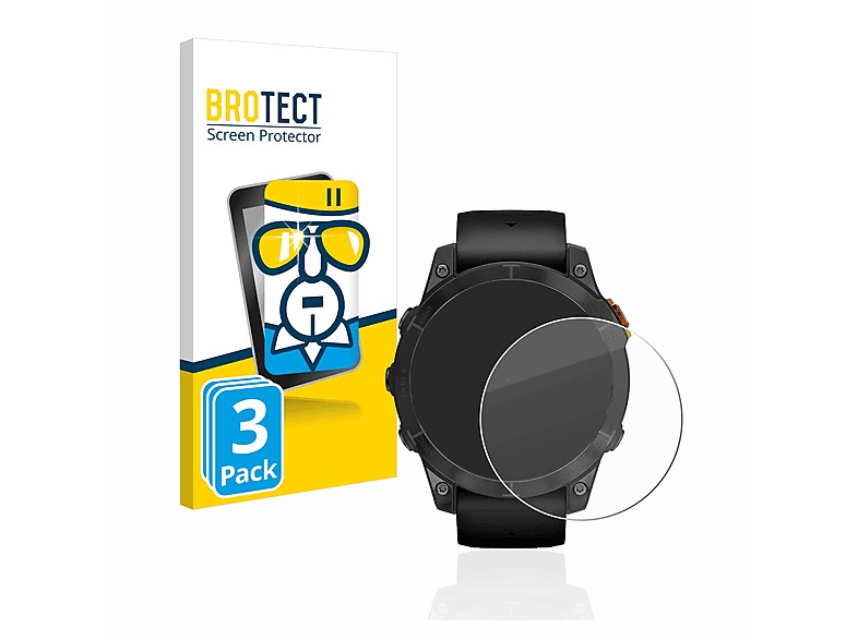 BROTECT 3x 9H klares Schutzglas(für Garmin Fenix 7 Pro Solar (47 mm)) | Smartwatch Schutzfolien & Gläser