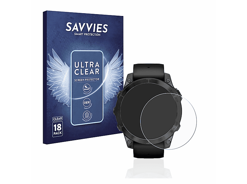 SAVVIES 18x Garmin mm)) (47 Pro 2) klare (Gen Epix Schutzfolie(für