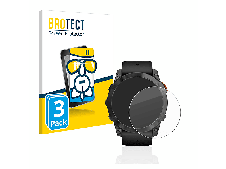 BROTECT 3x Schutzglas Panzer Folie Glas klar Schutzfolie (für Garmin Fenix 7X Pro Solar (51 mm))