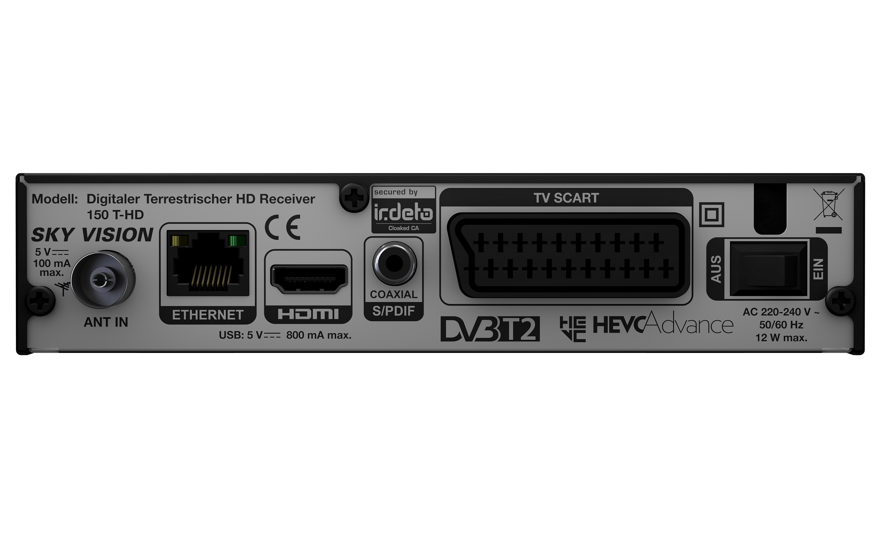 SKY VISION schwarz) DVB-T2 DVB-T-Receiver (DVB-T, R9606 (H.265)