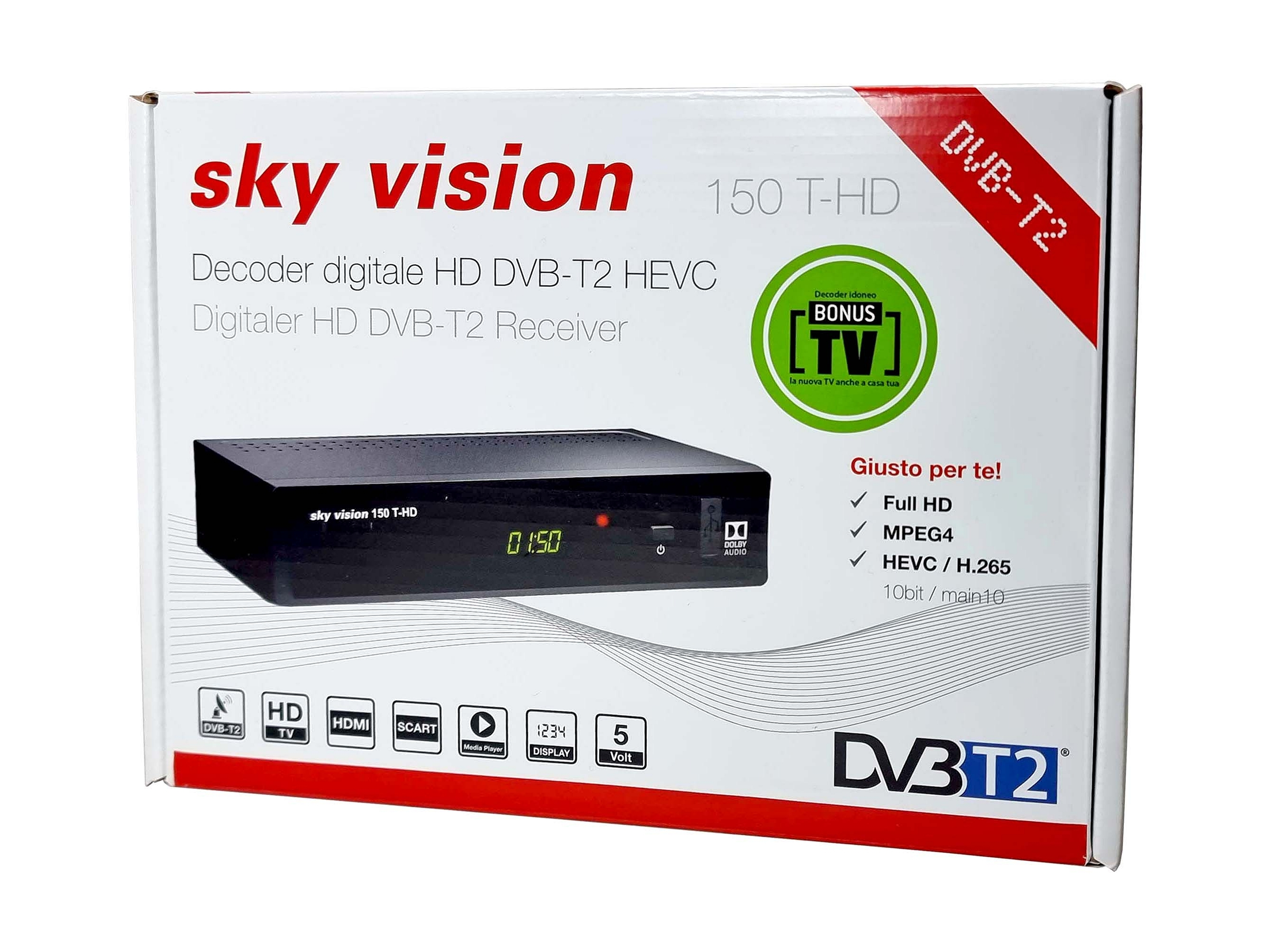 SKY VISION R9606 DVB-T-Receiver (DVB-T, (H.265), schwarz) DVB-T2