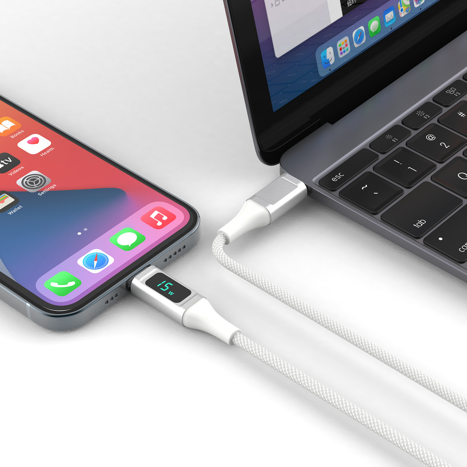 4SMARTS USB-C auf C 30W Kabel weiß*MFI auf Lightning zertifiziert Ladekabel DigitCord USB Kabel Datenkabel 1,5m Lightning