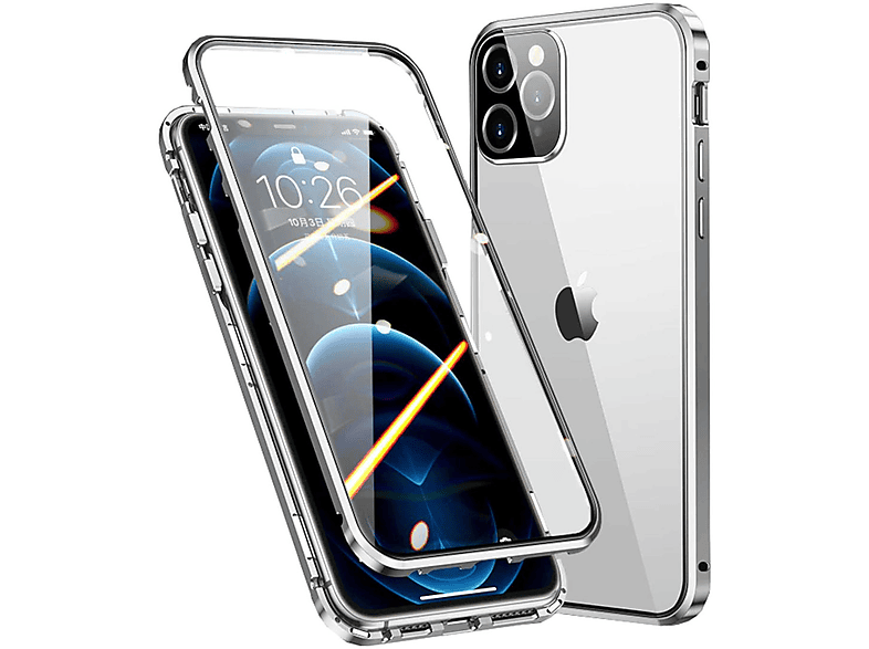 WIGENTO 360 Grad Magnet Glas Schutz, Full Cover, Apple, iPhone 13 Pro, Silber