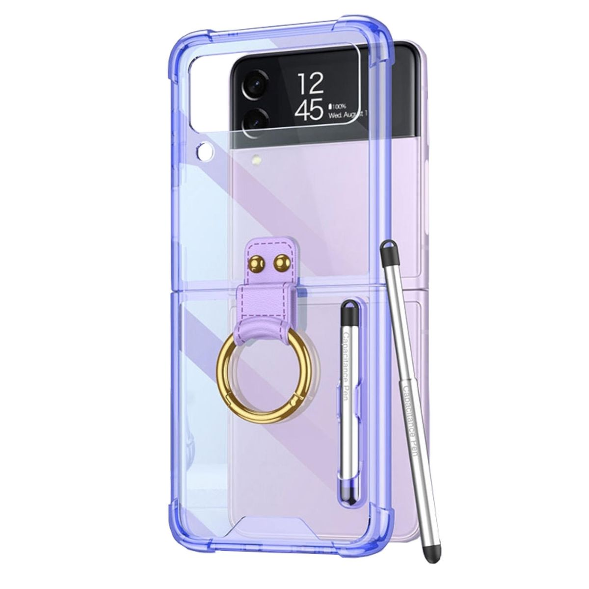 WIGENTO Design 5G, Z Flip4 dünn, Hülle Stift Schutz Ring Lila Galaxy Backcover, / Samsung