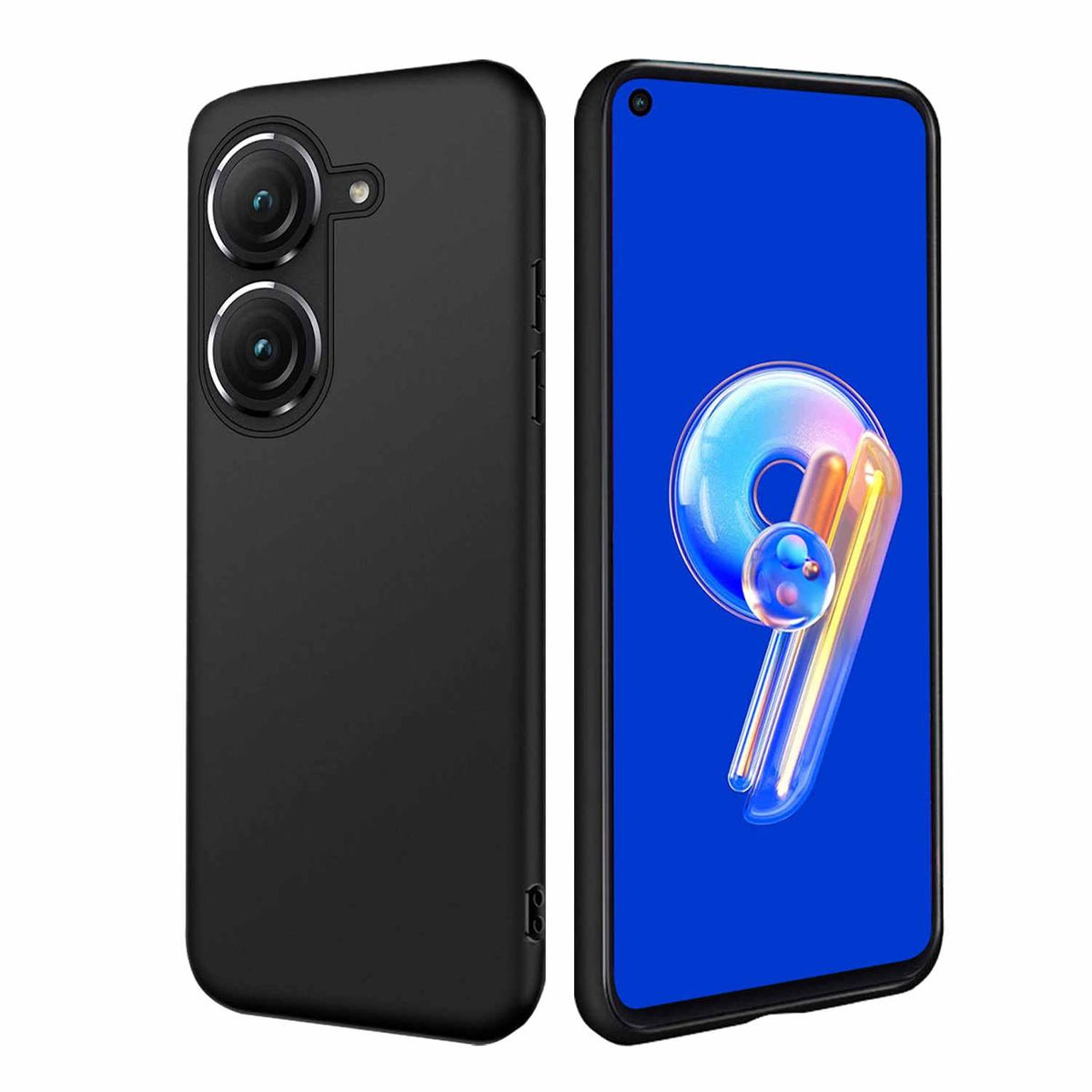 WIGENTO Design TPU Hülle Zenfone 9, ASUS, Schwarz Backcover, Silikon Schutz dünn