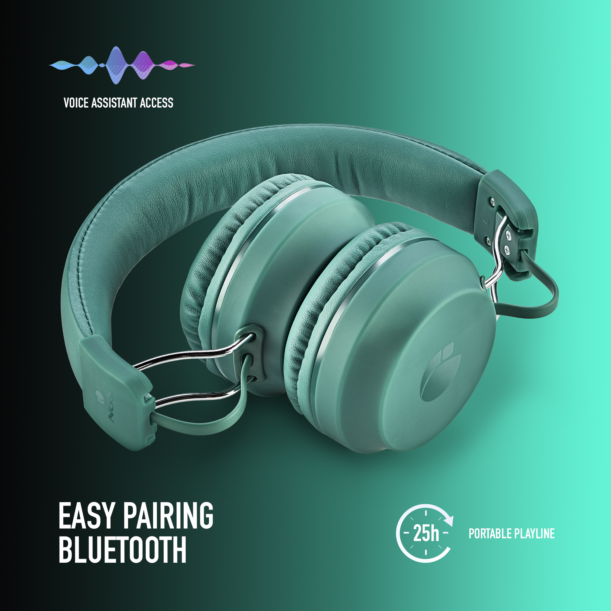 NGS ARTICACHILLTEAL, Minze Over-ear Bluetooth Kopfhörer Bluetooth