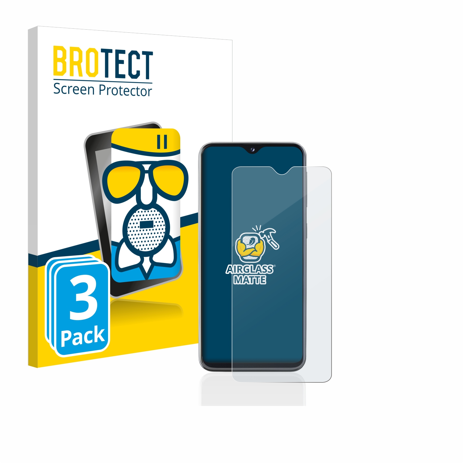 Airglass Galaxy BROTECT 3x matte Samsung A20e) Schutzfolie(für