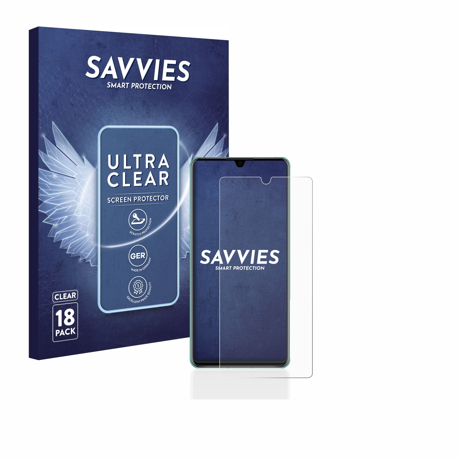 SAVVIES 18x P30) Huawei Schutzfolie(für klare