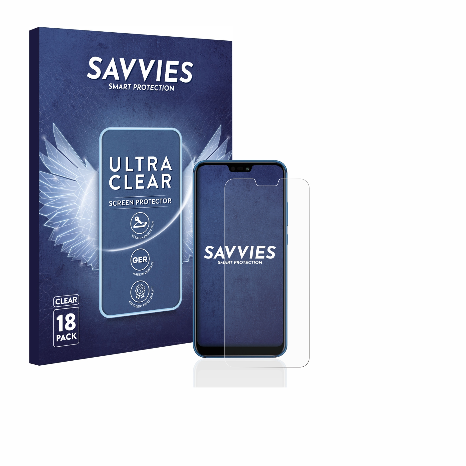 SAVVIES 18x klare Schutzfolie(für Huawei lite 2018) P20