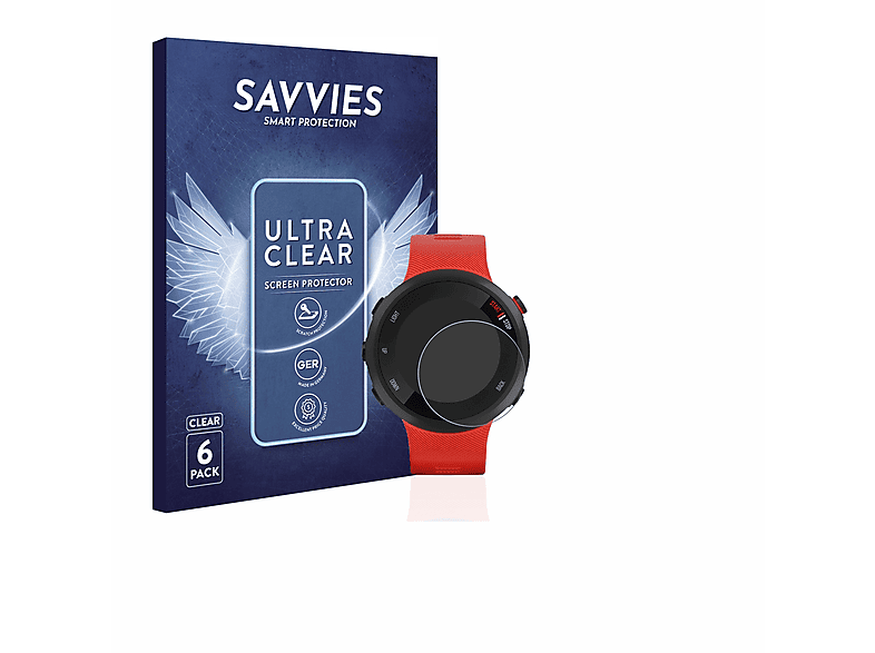 SAVVIES 6x klare Schutzfolie(für Garmin 45) Forerunner