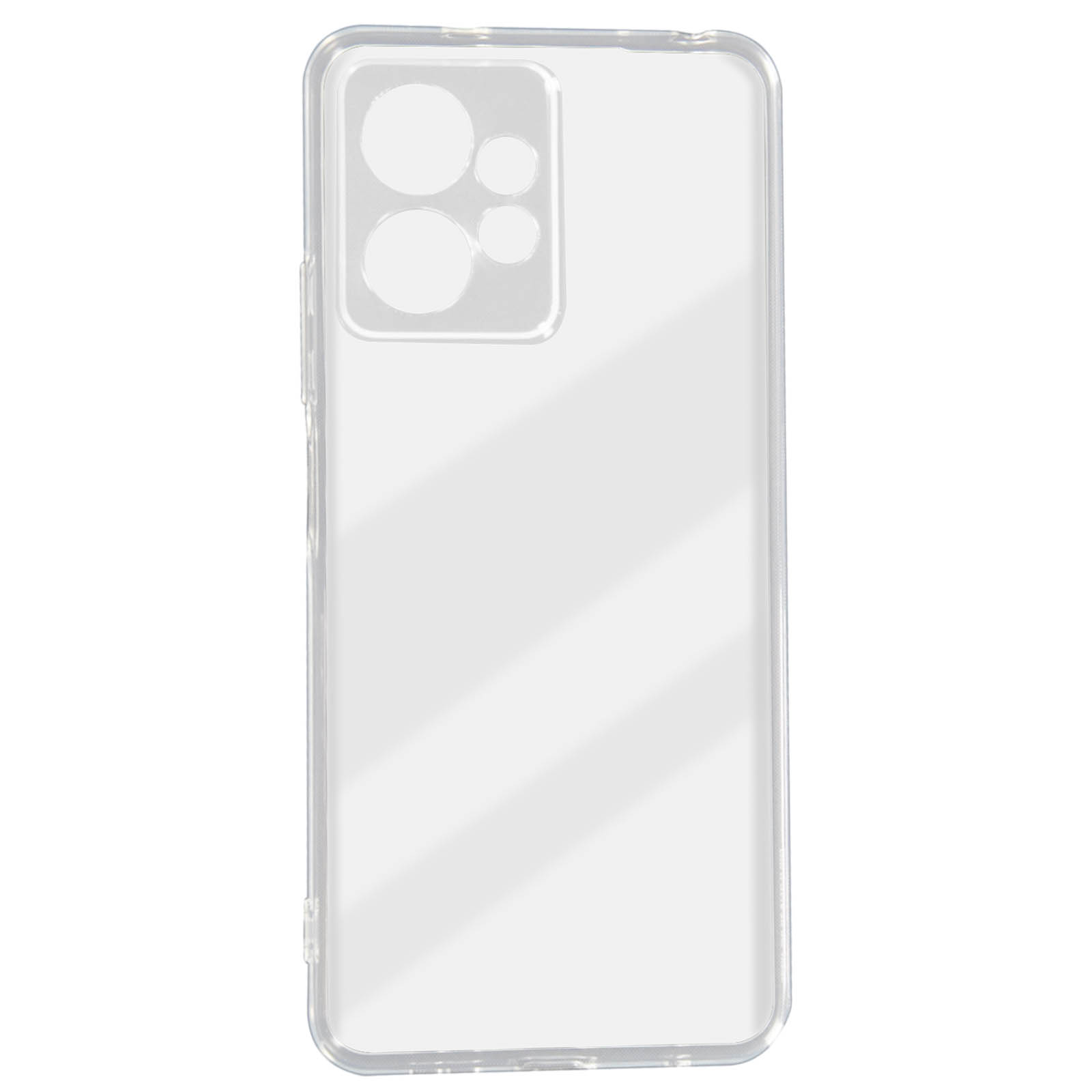 Una custodia trasparente per telefono con un design trasparente, che mostra la forma del telefono.