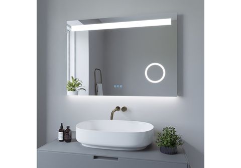 Bluetooth 6400K AQUABATOS Badezimmerspiegel mit | Kaltweiß Beleuchtung Badspiegel LED und MediaMarkt