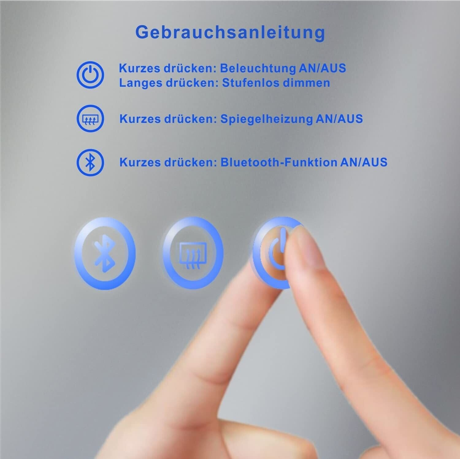 AQUABATOS Badezimmerspiegel mit LED und Beleuchtung 6400K Kaltweiß Bluetooth Badspiegel