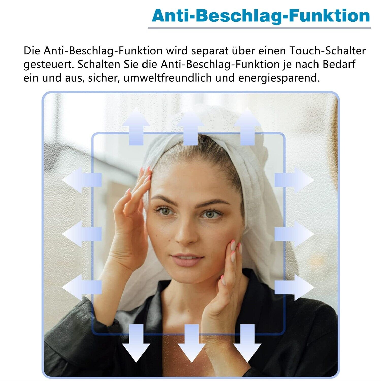 6400K und Beleuchtung Badspiegel mit Bluetooth Kaltweiß Badezimmerspiegel LED AQUABATOS