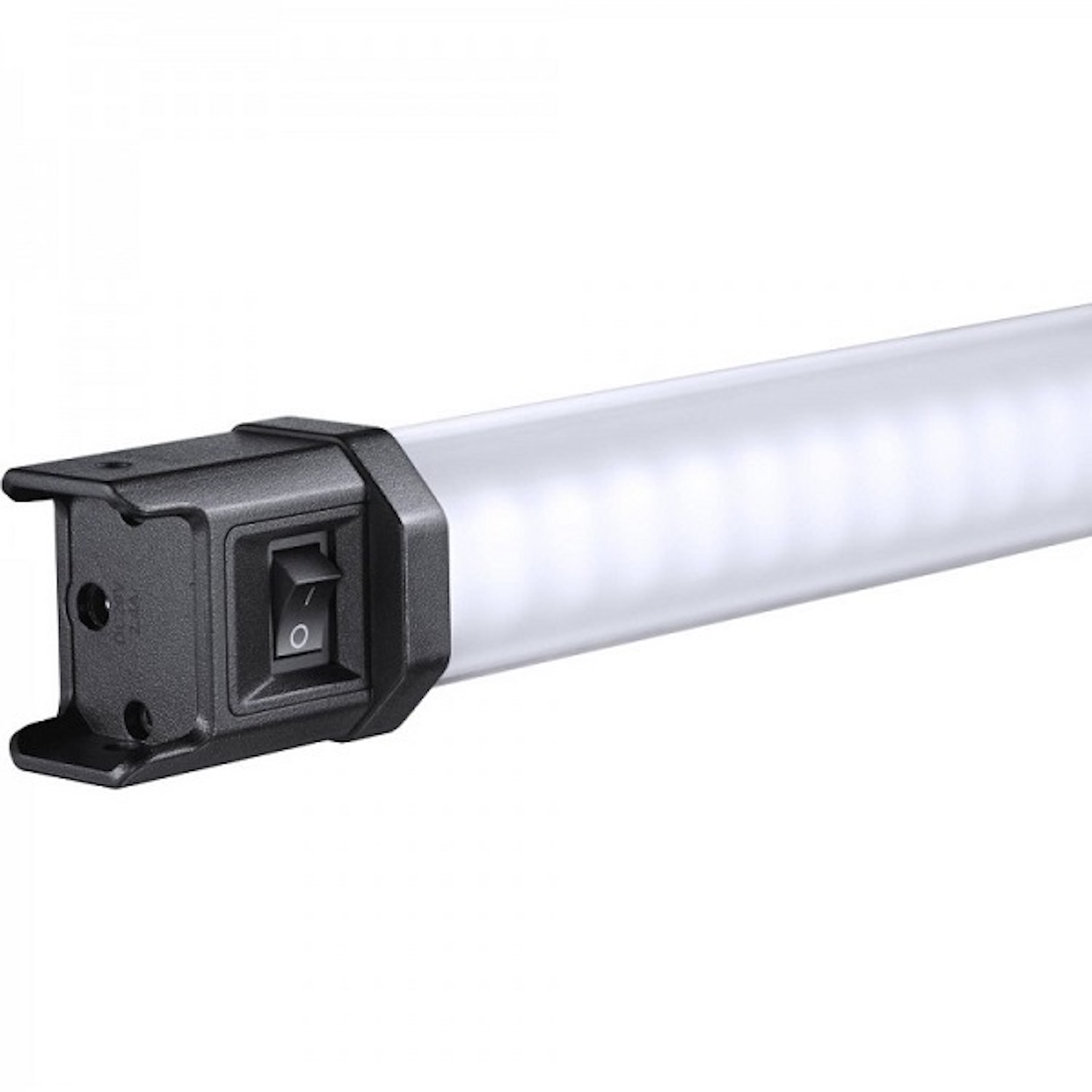 Ein langes, rechteckiges LED-Licht mit einem Schalter. Das Licht ist weiß.
