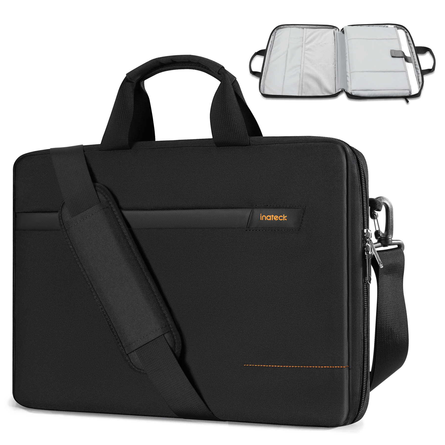 INATECK 15-15,6 Sony, HUAWEI, HP, Laptop-Hülle mit 180° Spritzwassergeschützt, TSA Laptoptasche Umhängetasche Schwarz Umhängetasche Dell, für Polyester, Handtasche Acer, ASUS, Rollkoffer-Riemen Apple, Microsoft Toshiba