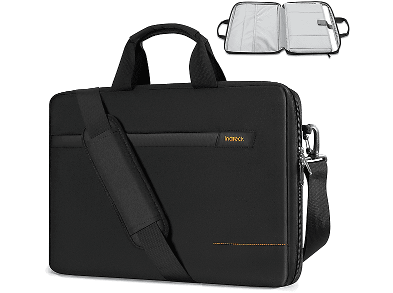 Acer, Sony, Microsoft Polyester, Laptoptasche 15-15,6 Rollkoffer-Riemen Apple, für ASUS, INATECK Toshiba, Laptop-Hülle mit Umhängetasche Handtasche HP, HUAWEI, TSA 180° Dell, Umhängetasche Schwarz Spritzwassergeschützt,