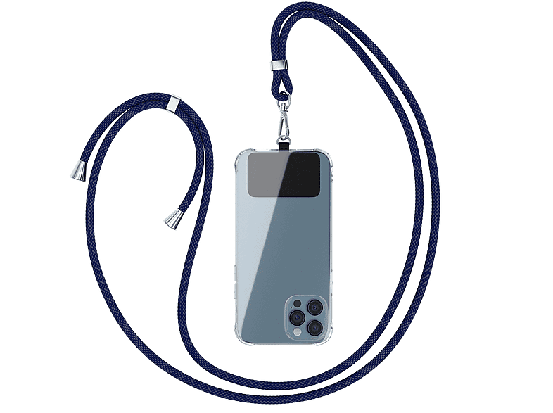 EAZY CASE Handyketten-Set für alle Smartphone Modelle nutzbar, Umhängetasche, Universal, Universal, Navy Blau Clips Silber