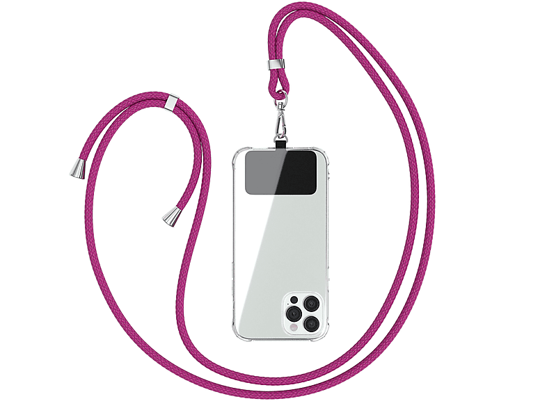 Smartphone Silber Modelle EAZY CASE nutzbar, Umhängetasche, Clips für Universal, alle Universal, Handyketten-Set Pink