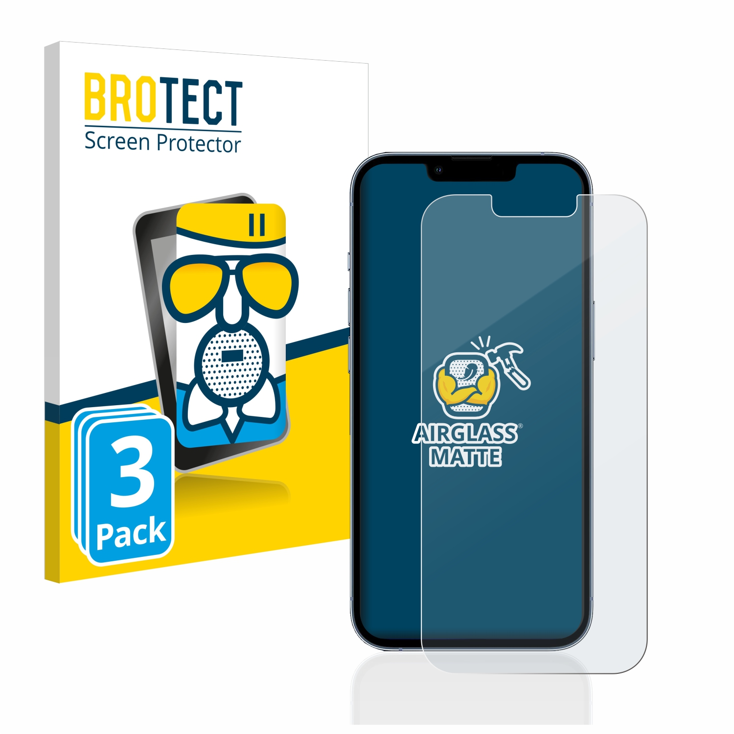 3x Schutzfolie(für matte Apple iPhone Airglass BROTECT 13 Pro)