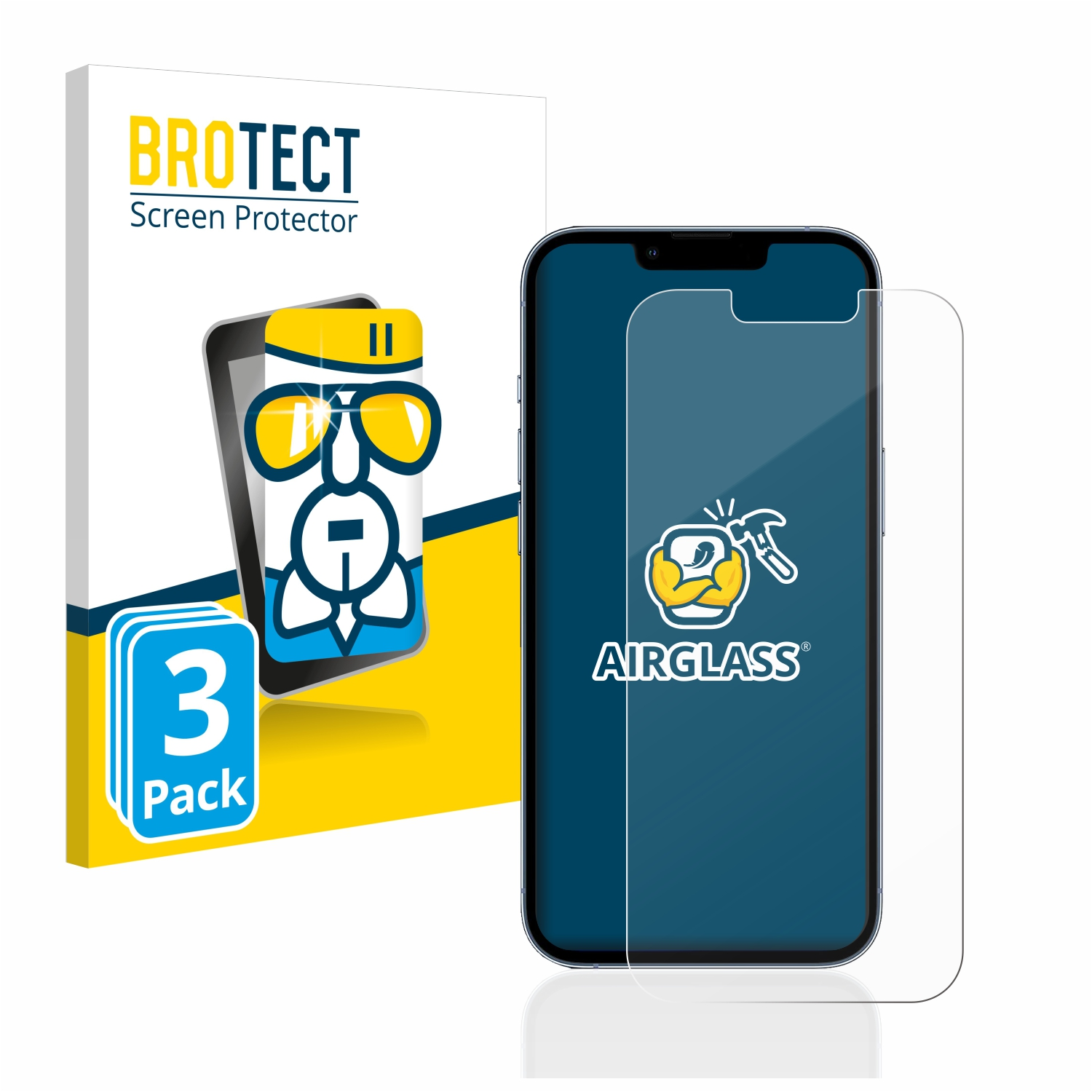 BROTECT 3x Airglass iPhone 13 Schutzfolie(für Pro) Apple klare