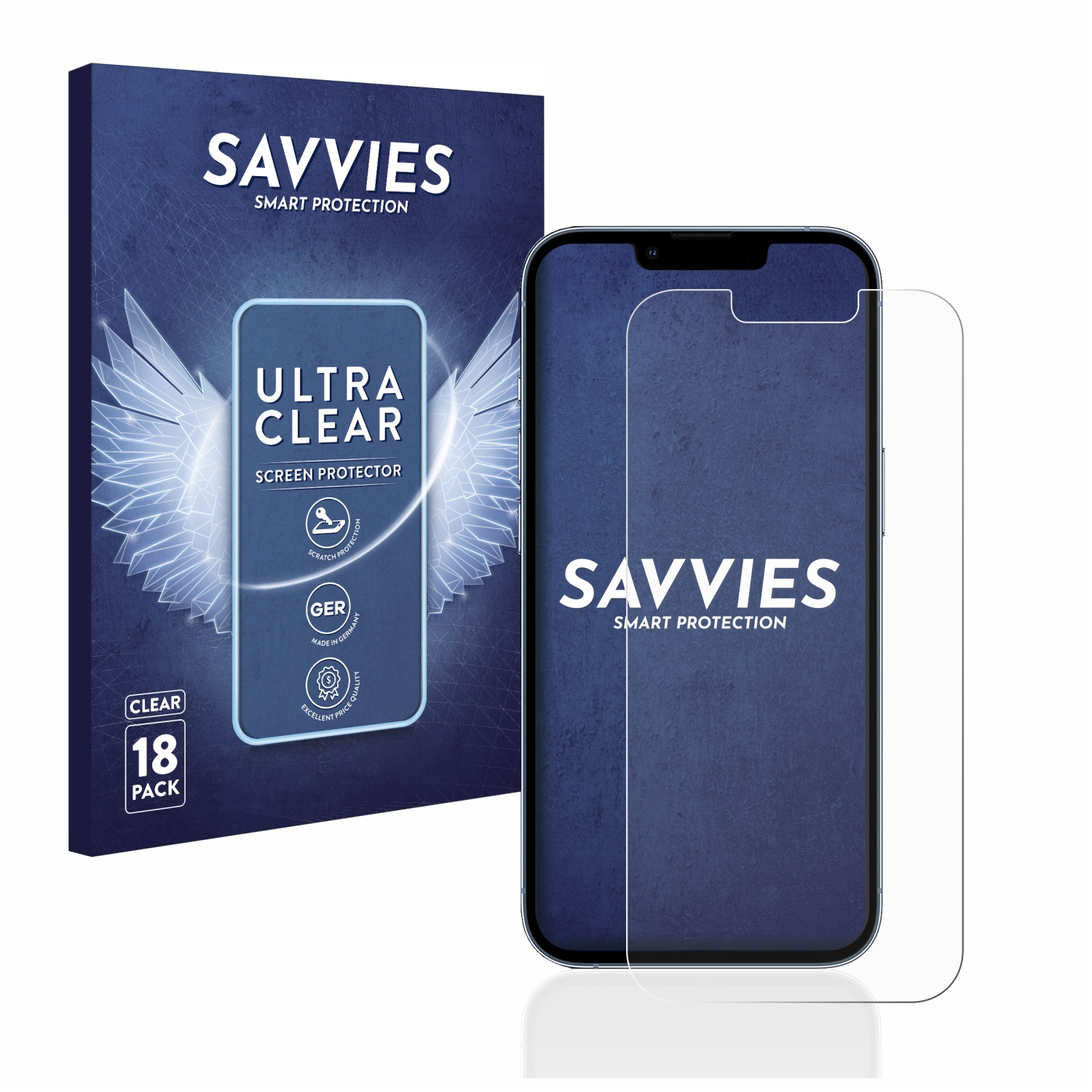 Schutzfolie(für Apple Pro) 18x iPhone SAVVIES 13 klare