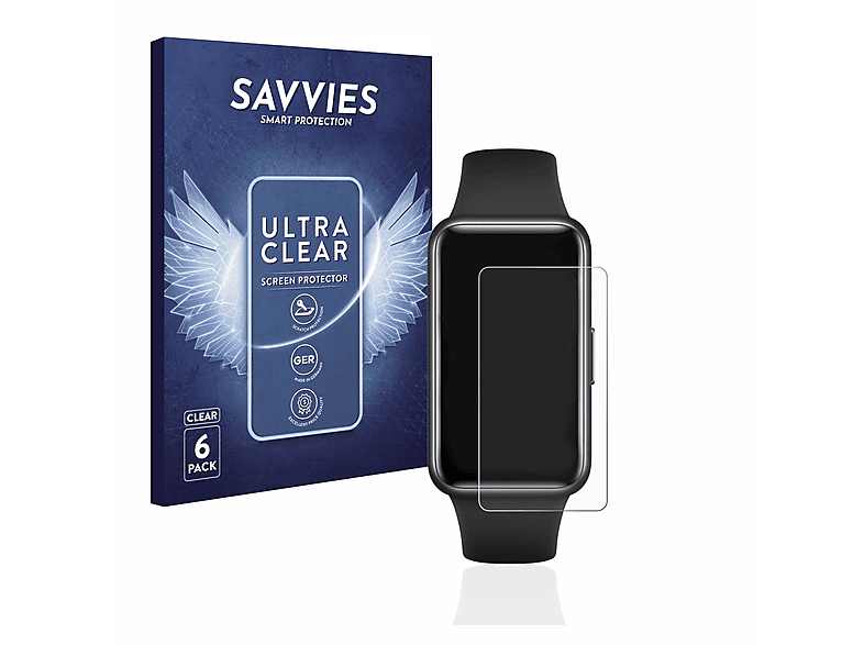 SAVVIES 6x klare Schutzfolie (für Huawei Band 7)