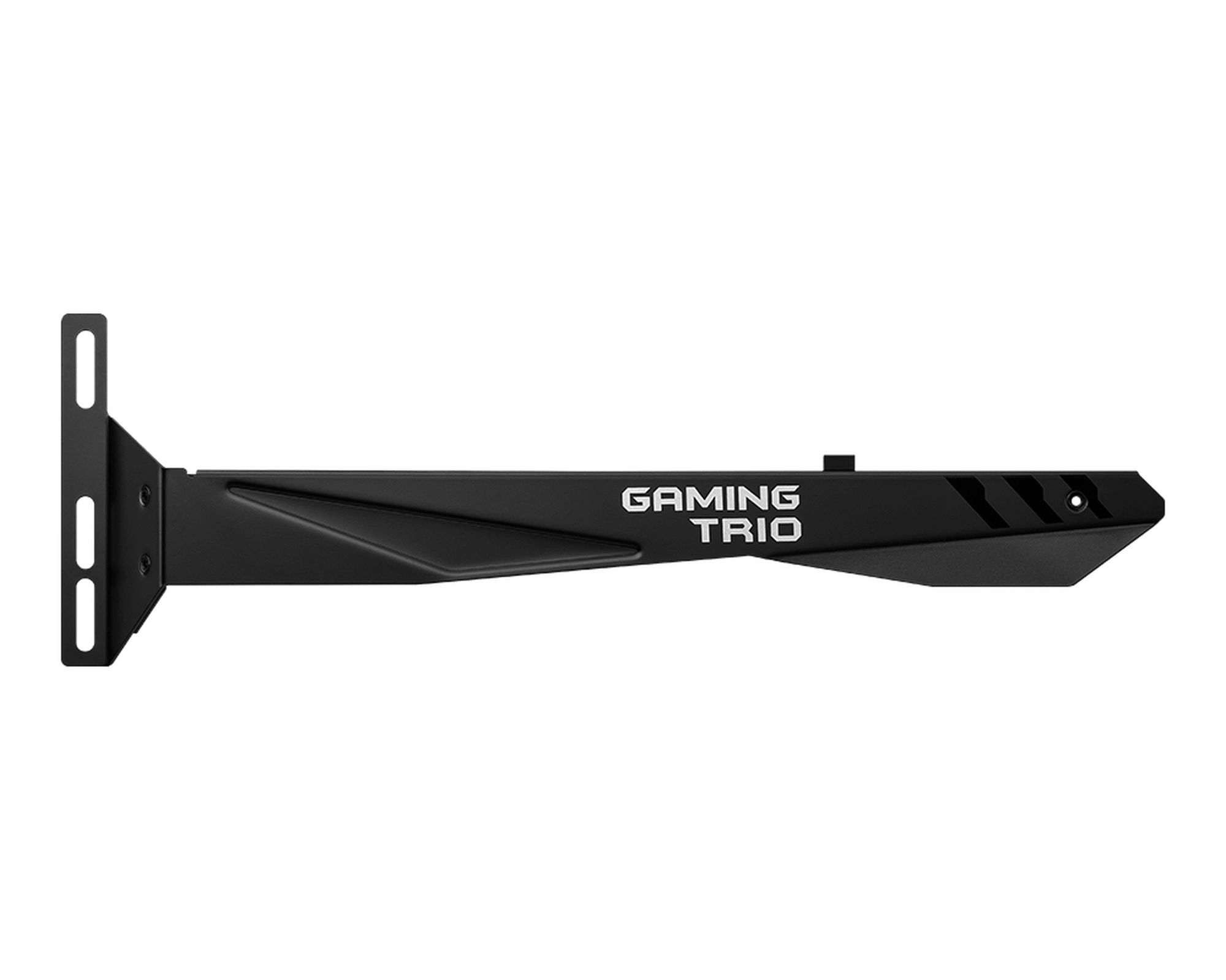 Staffa metallica nera con la scritta "GAMING TRIO" sopra.