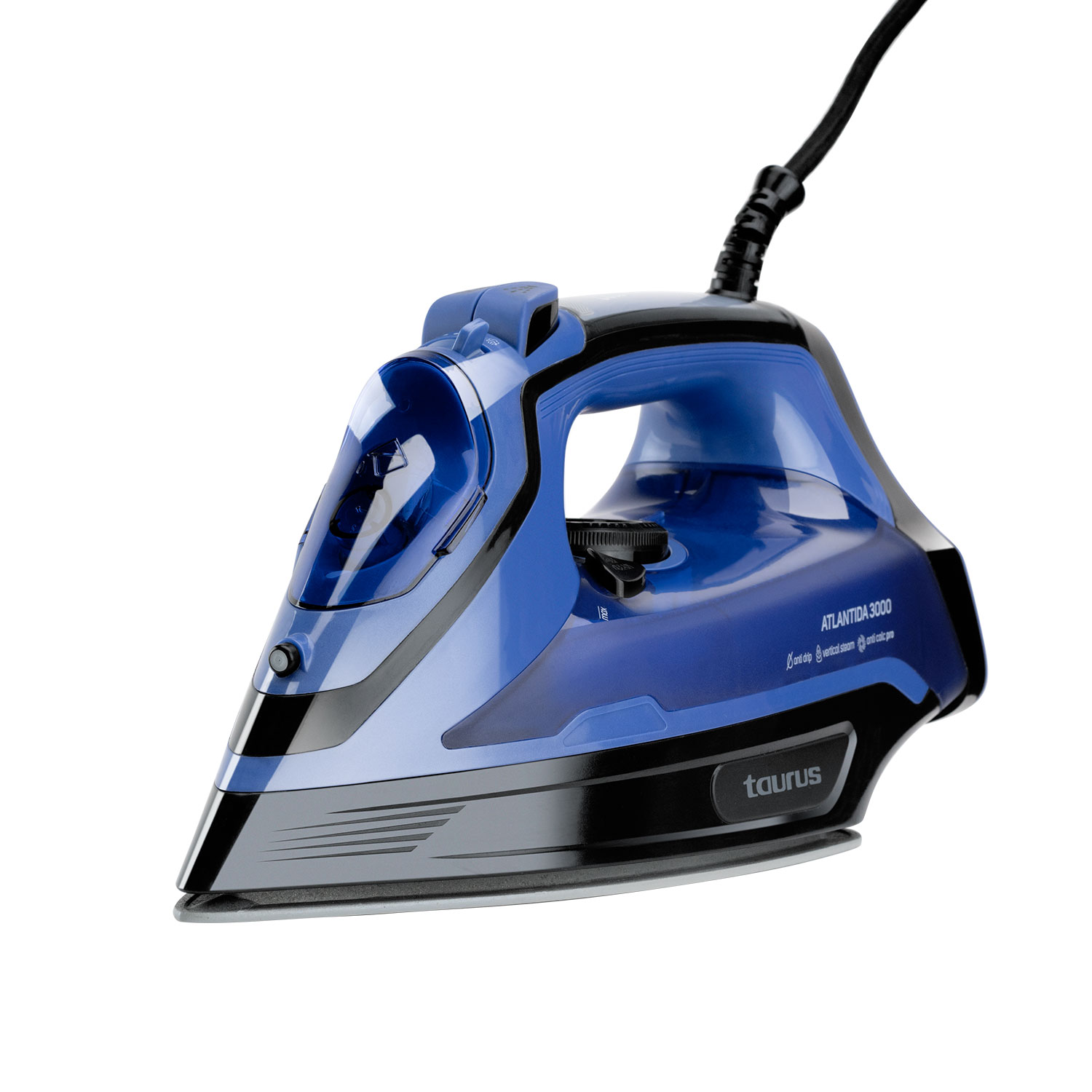 Plancha azul y negra. Marca: Taurus. Texto: Atlantida 3000.