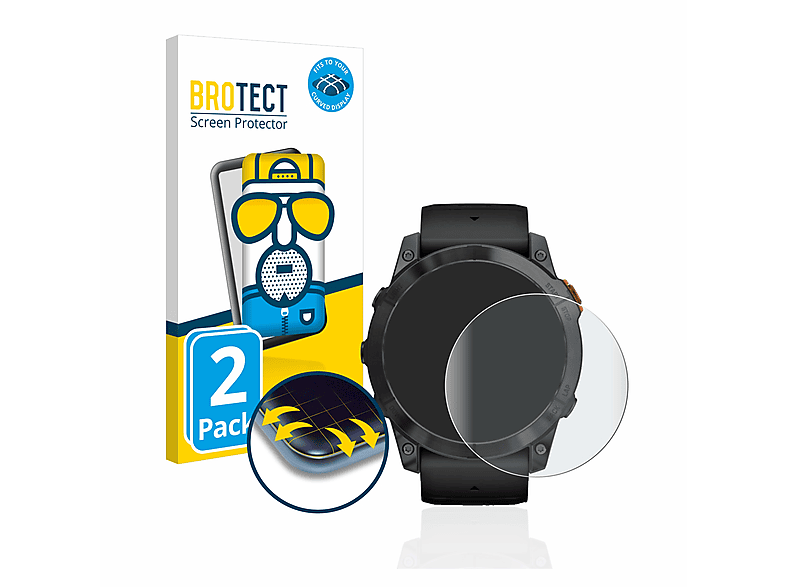 Schutzfolie(für 2x Solar Pro matt Curved Flex (51 Full-Cover BROTECT Garmin mm)) 7X Fenix 3D